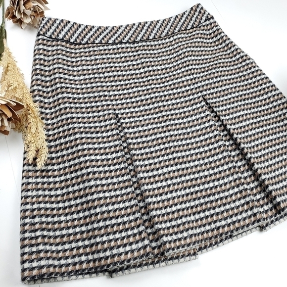 Talbots Grey Cream Black Pleated Wool Blend Skirt Sz 10p - Picture 12 of 12